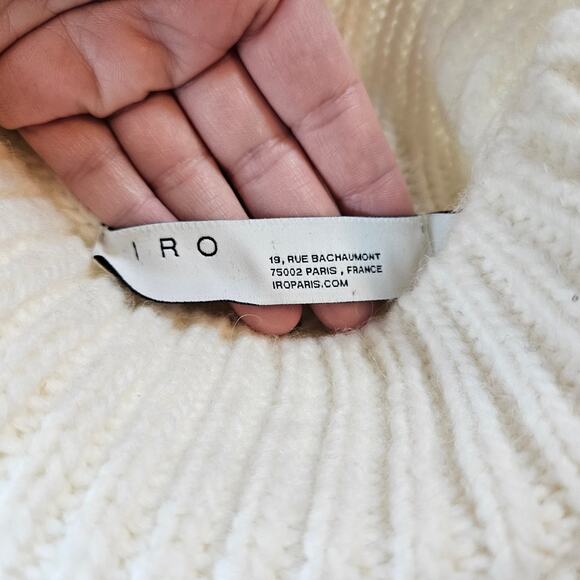 IRO Lovey Sweater Wool Alpaca Turtleneck Open Stitch in Chalk Women's Medium - Picture 9 of 12